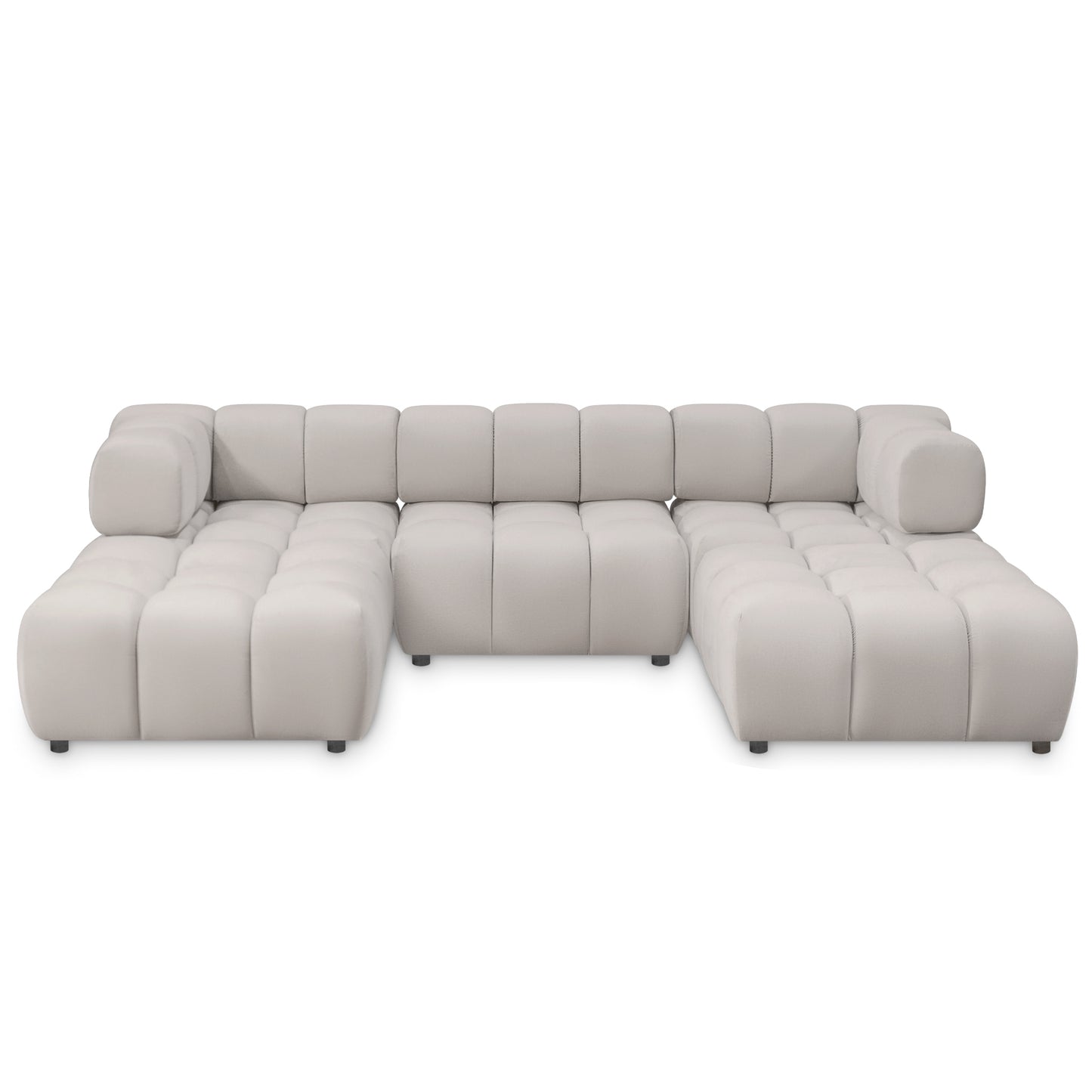 Exklusive Wohnlandschaft Tondo U 192x288 cm – Designer-Sofa Samt Bluvel 03 Hellgrau – Modernes Bubble-Design & HR-Schaum Komfort