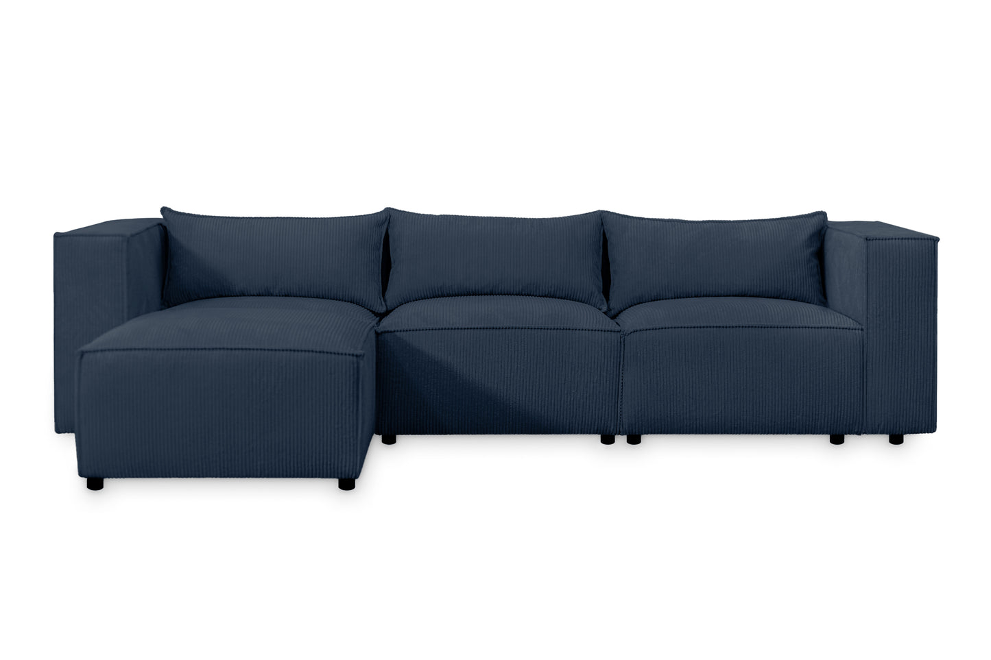 Ecksofa MODULO 290x185 cm Modulsofa Lincoln 77 Blau – Modernes Design mit weichem Breitcord-Stoff