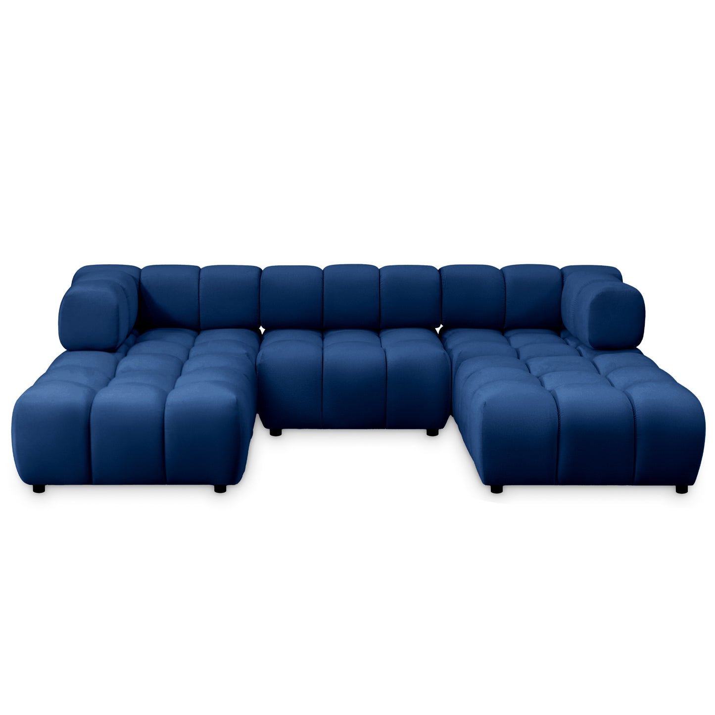 Exklusive Wohnlandschaft Tondo U 192x288 cm – Designer-Sofa Samt Bluvel 86 Dunkelblau – Modernes Bubble-Design & HR-Schaum Komfort