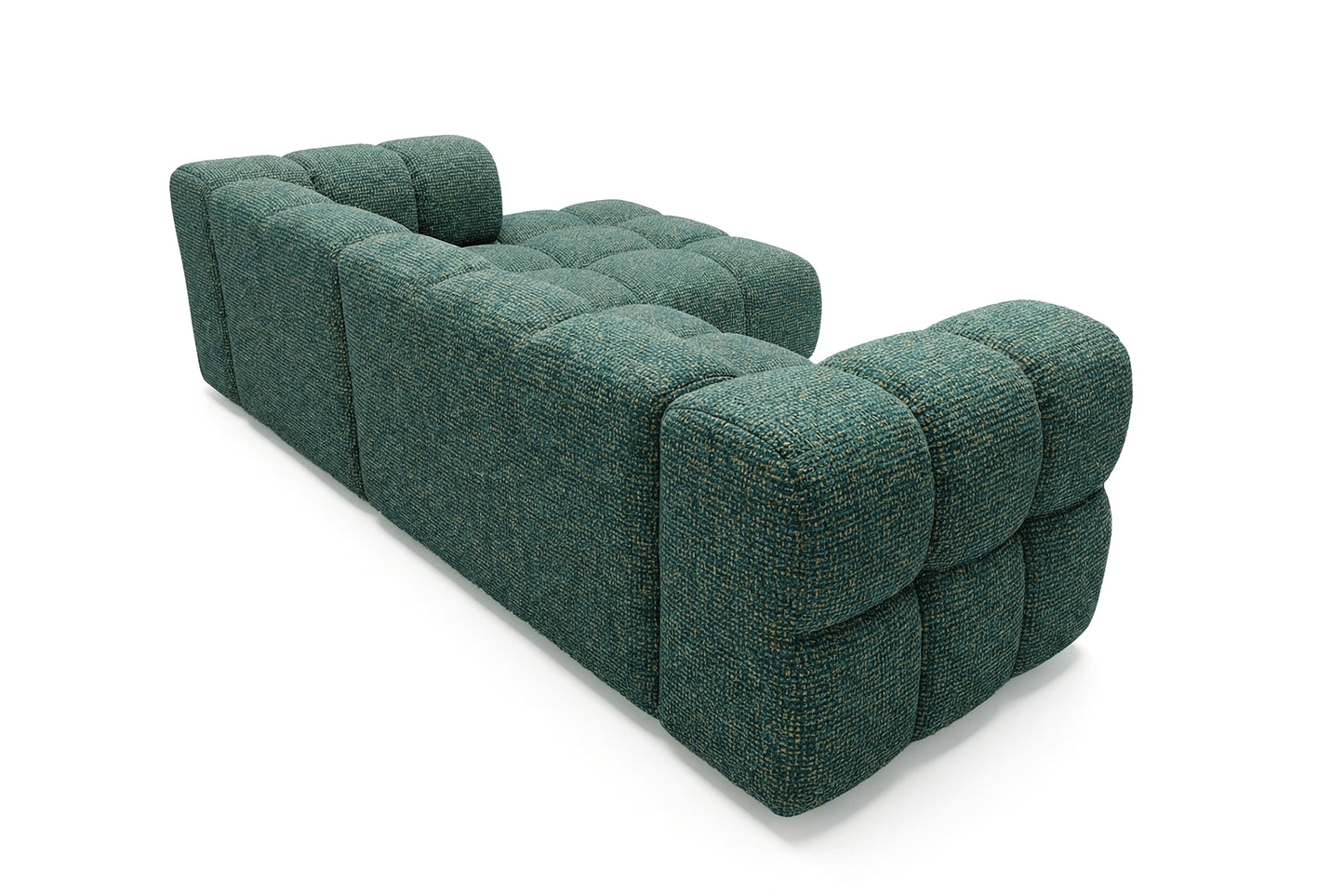 Ecksofa AVERRO 280x150 cm Puente 37 Dunkelgrün Ottomane RECHTS – Modernes Bubble-Sofa mit weichem Chenille-Strukturstoff
