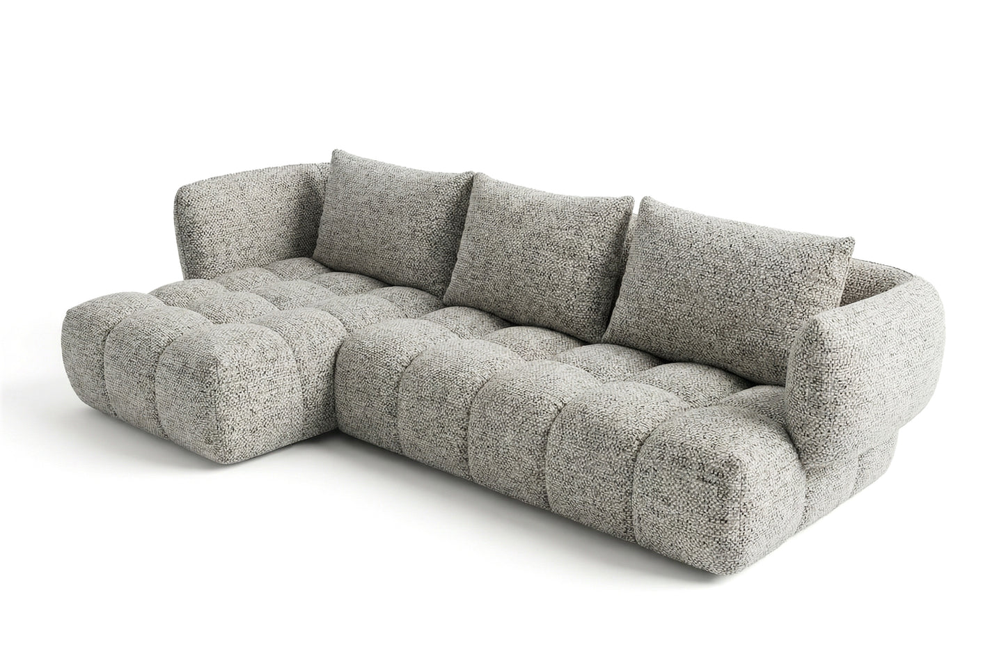 Lounge-Ecksofa SAVIO - Puente 06 Hellgrau links - 250x168 cm - Design Sofa HR