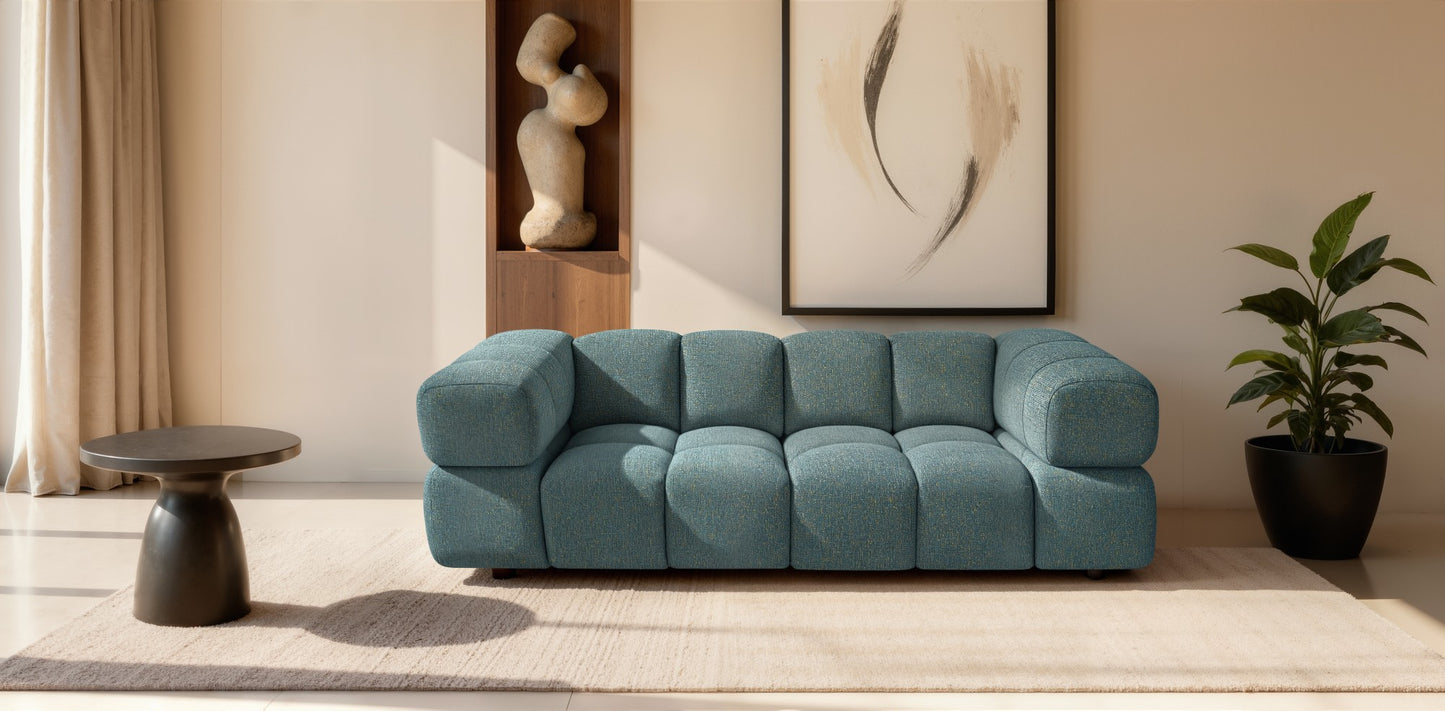 Design 3-Sitzer Sofa AVERRO 240 cm – Puente Dunkelgrün 37 – Strukturstoff Premium – Kaltschaum