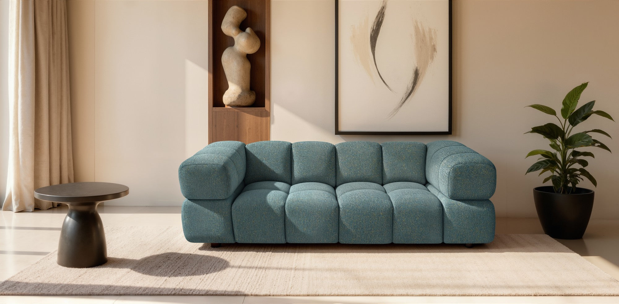 Design 3-Sitzer Sofa AVERRO 240 cm – Puente Dunkelgrün 37 – Strukturstoff Premium – Kaltschaum