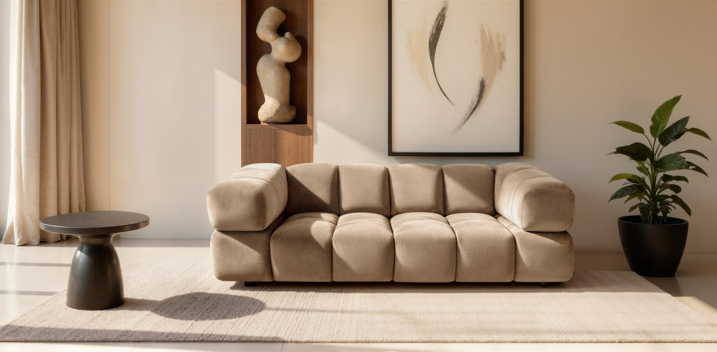 Tondo 4S Design Sofa Modulare Bubble Couch 4-Sitzer Samt Bluvel 28 Dunkelbeige