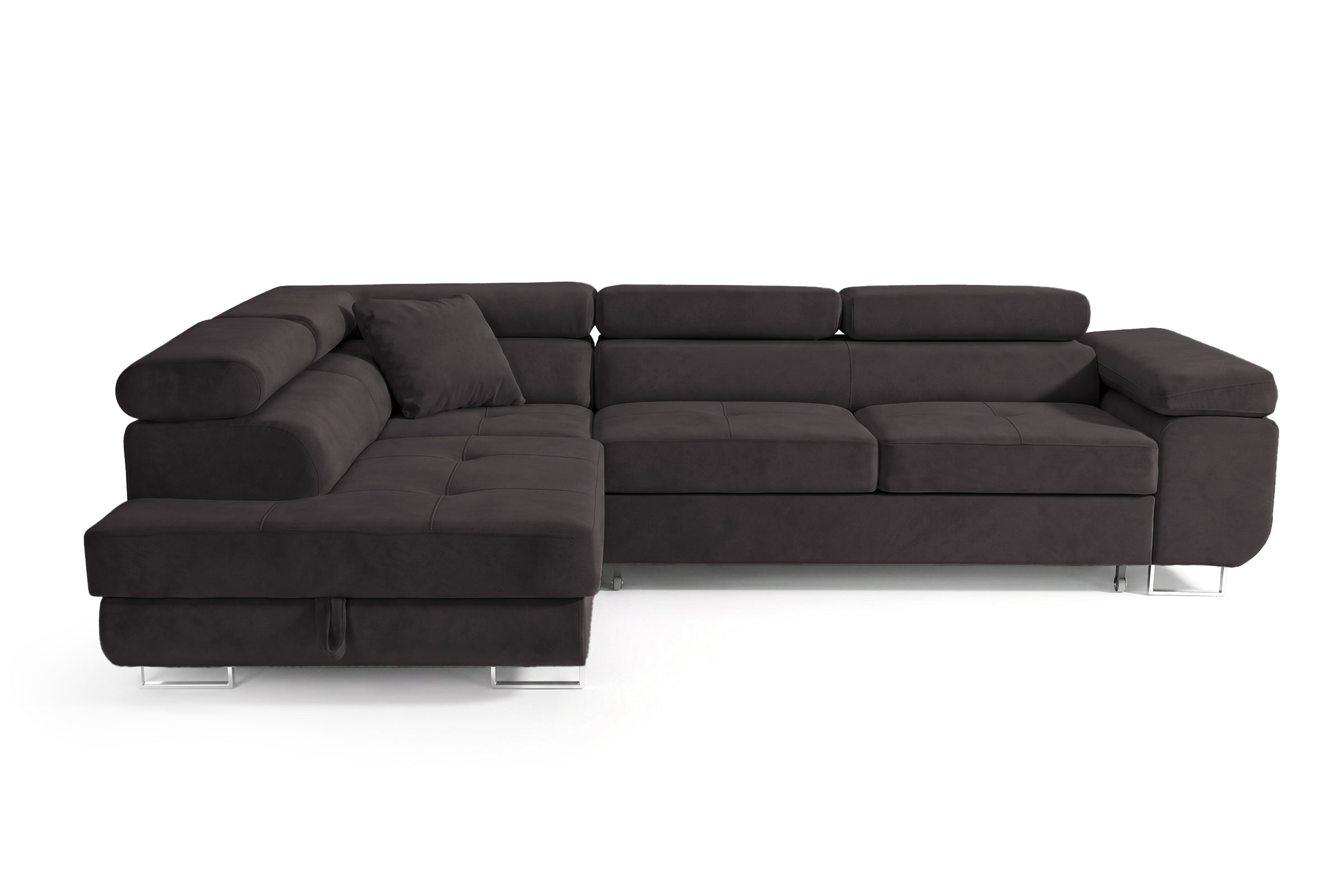 Ecksofa Luca L-Form Graphit Stoff Element 01 Linke Ottomane mit Schlaffunktion & Bettkasten