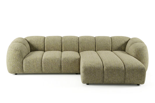 Mali Design Ecksofa 280x150 cm | L-förmiges Sofa aus hochwertigem Puente-Strukturstoff |41 Senfgelb| Ottomane rechts
