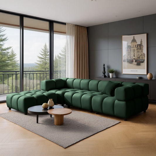 Ecksofa TONDO LC/RC 192x288cm Bluvel 78 Flaschengrün