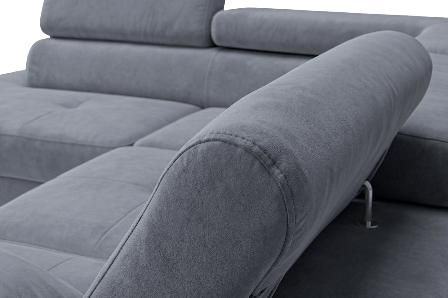 Ecksofa Luca L-Form Grau Stoff Element 23 Linke Ottomane mit Schlaffunktion & Bettkasten