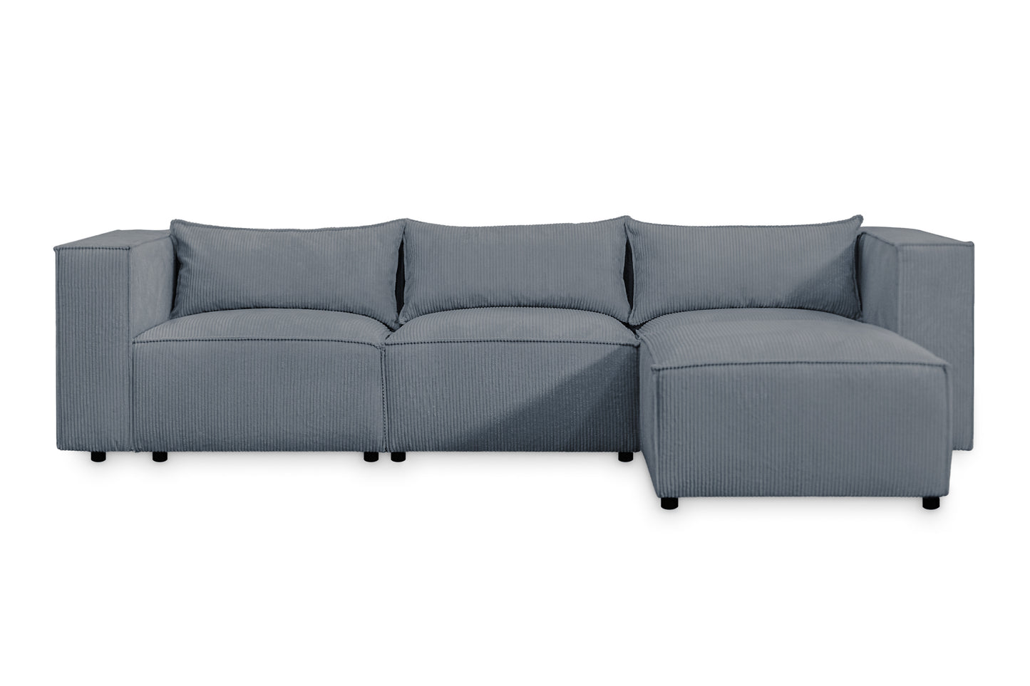 Ecksofa MODULO 290x185 cm Modulsofa Lincoln 85 Grau-Blau – Modernes Design mit weichem Breitcord-Stoff