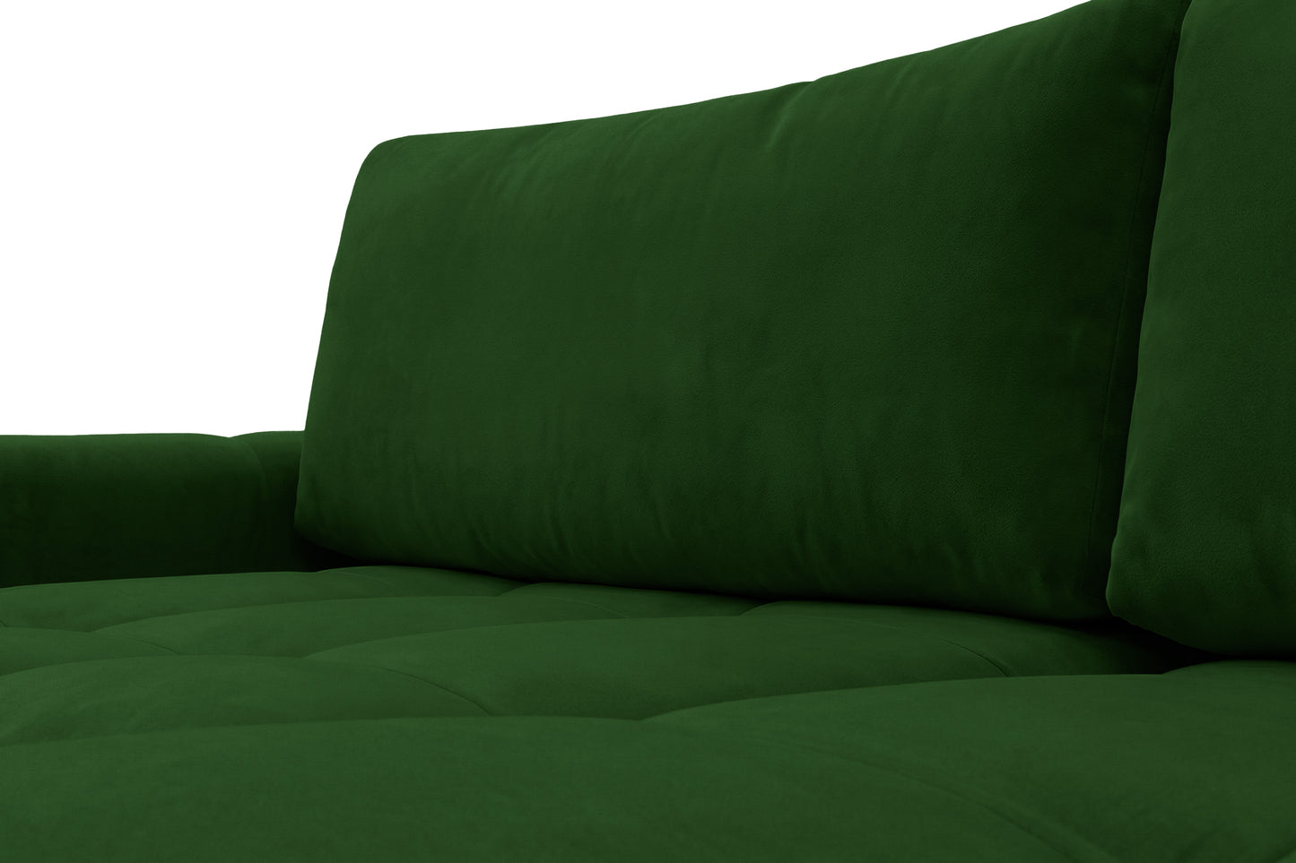 Ecksofa BELVEO mit Schlaffunktion und Bettkasten L-Form Ausrichtung links Stoff Bluvel 78 Grün