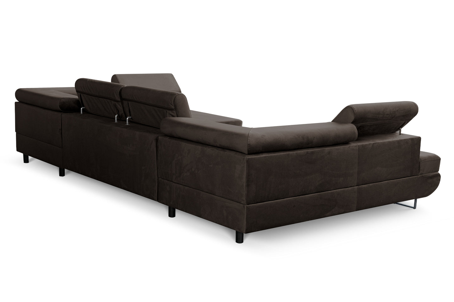 Großes U-förmiges Schlafsofa mit Bettkasten & Agmamito Element Bezug, Dunkelbraun Magnum U Sofiland