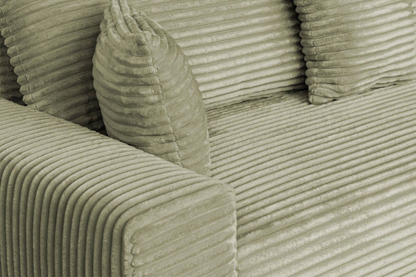 Sofa CORDO von Sofiland - Schlafsofa mit Bettkasten, Cord-Sofa 265x105 cm, Hellgrün 37