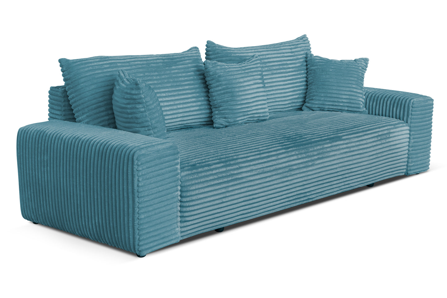 Sofa CORDO von Sofiland – Schlafsofa mit Bettkasten, Cord-Sofa 265x105 cm, Blau 75