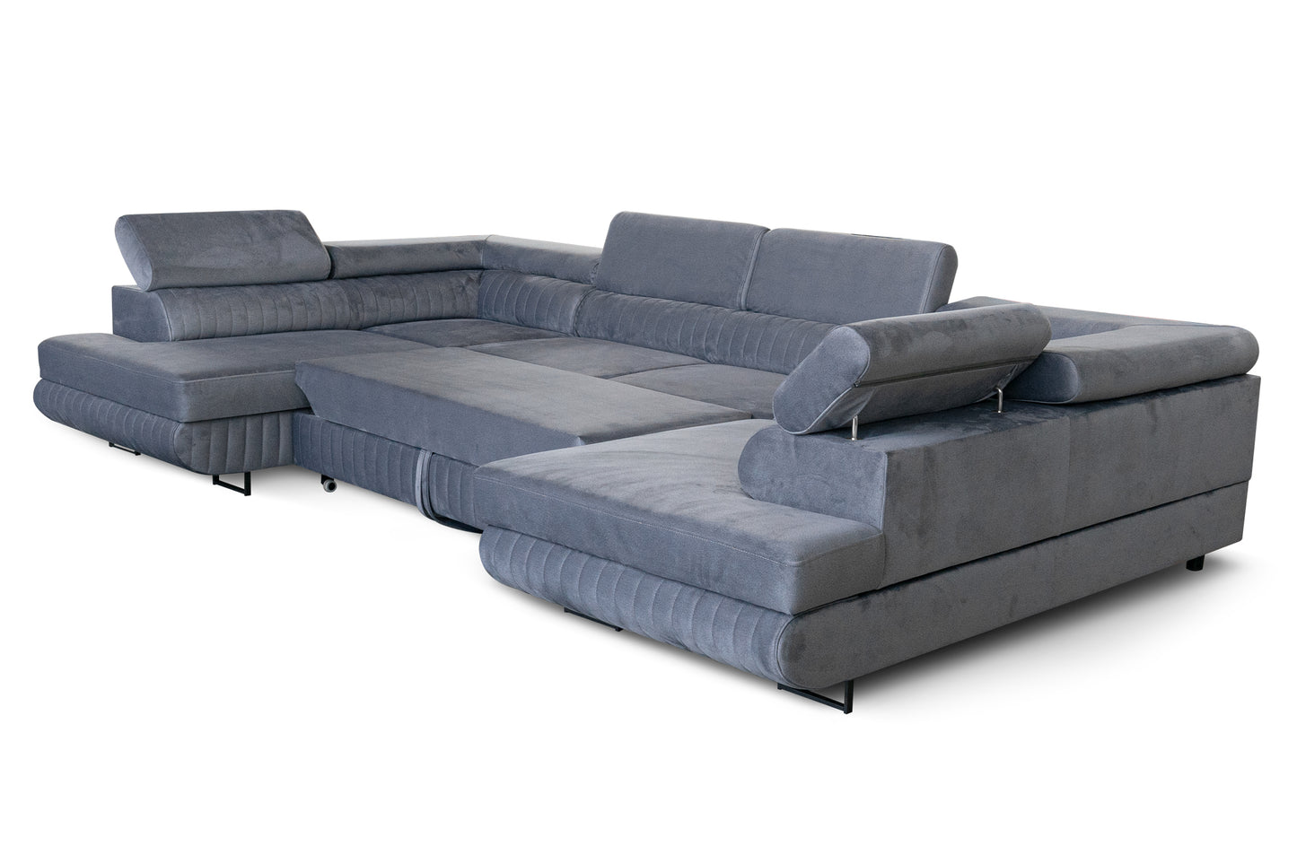U-förmiges Schlafsofa Magnum Dunkelgrau 345x202 cm – Flexibles Design ohne feste Seite
