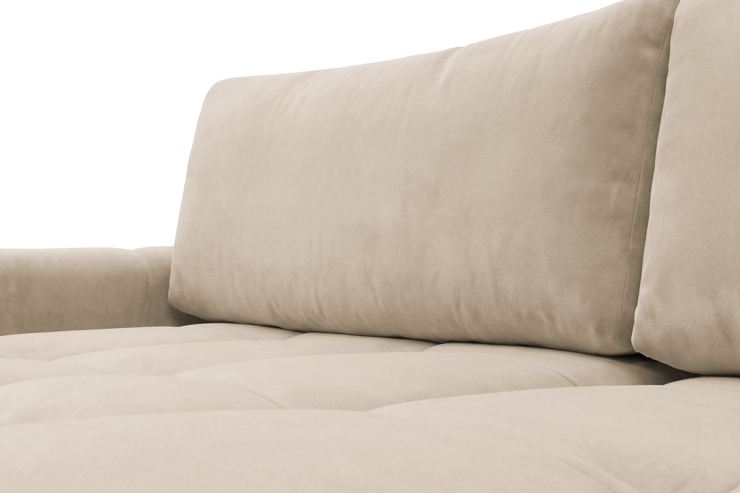 Ecksofa BELVEO mit Schlaffunktion und Bettkasten L-Form Ausrichtung Links Stoff Bluvel 22 Beige