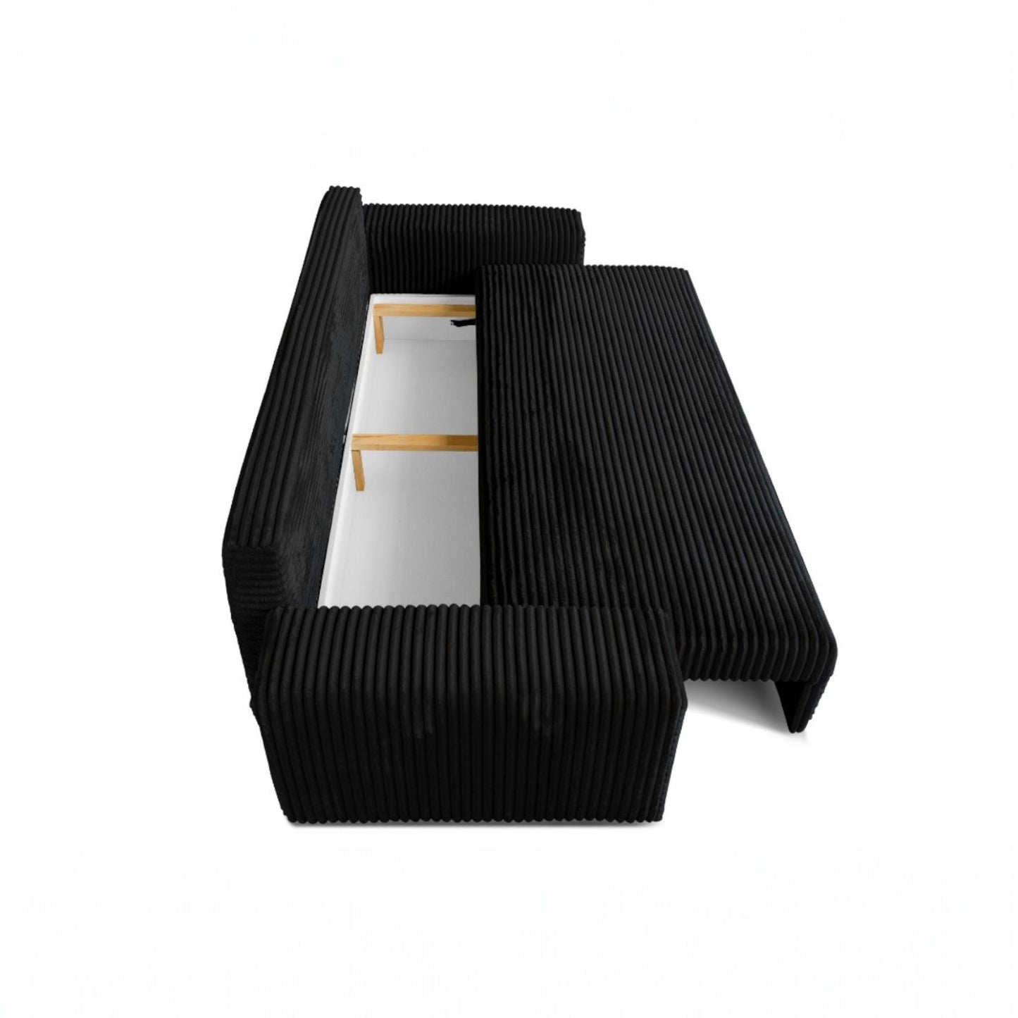 Sofa CORDO von Sofiland - Schlafsofa mit Bettkasten, Cord-Sofa 265x105 cm, Schwarz