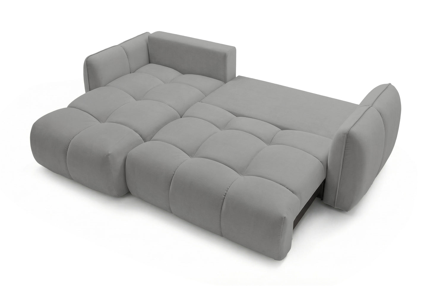 Ecksofa BELVEO mit Schlaffunktion und Bettkasten L-Form Ausrichtung Links Stoff Bluvel 14 Grau