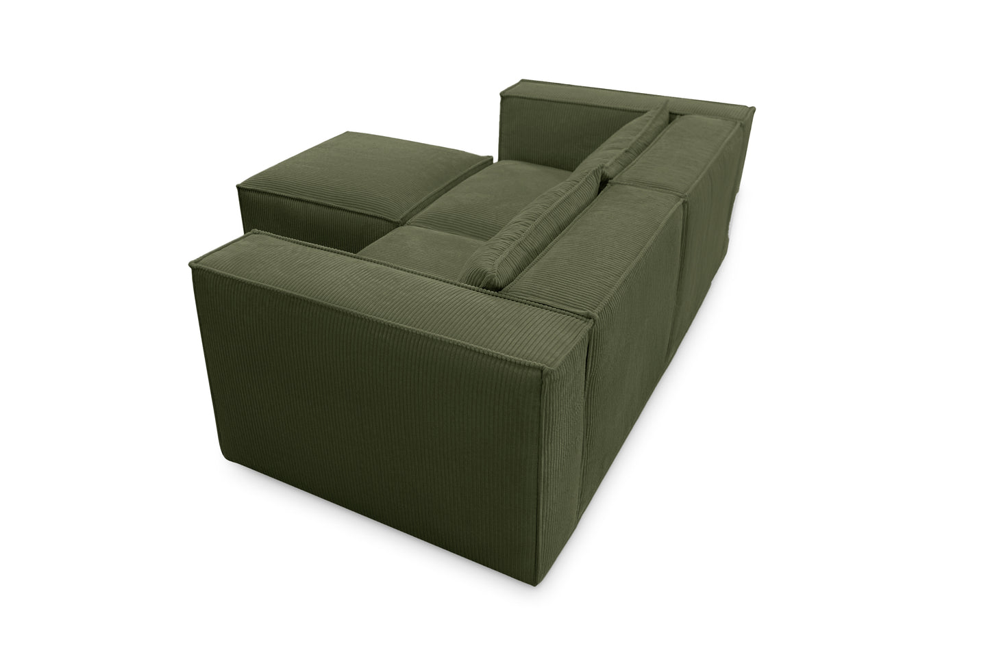 Ecksofa MODULO 210x185 cm Modulsofa Lincoln 37 Grün – Kompaktes Design mit weichem Breitcordstoff
