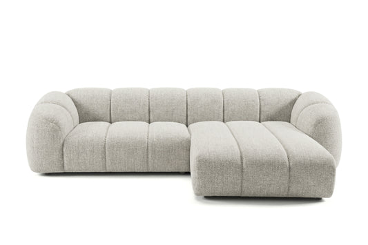 Mali Design Ecksofa 280x150 cm | L-förmige Couch in Premium Puente-Strukturstoff |09 Beigegrau Ottoman rechts