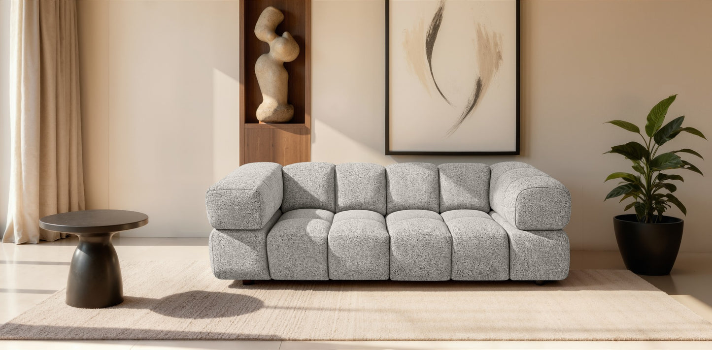 Designer-Sofa 3-Sitzer TONDO PUENTE 06 – Strukturstoff in Bouclé-Optik – Wellenförmiges Design – Beige