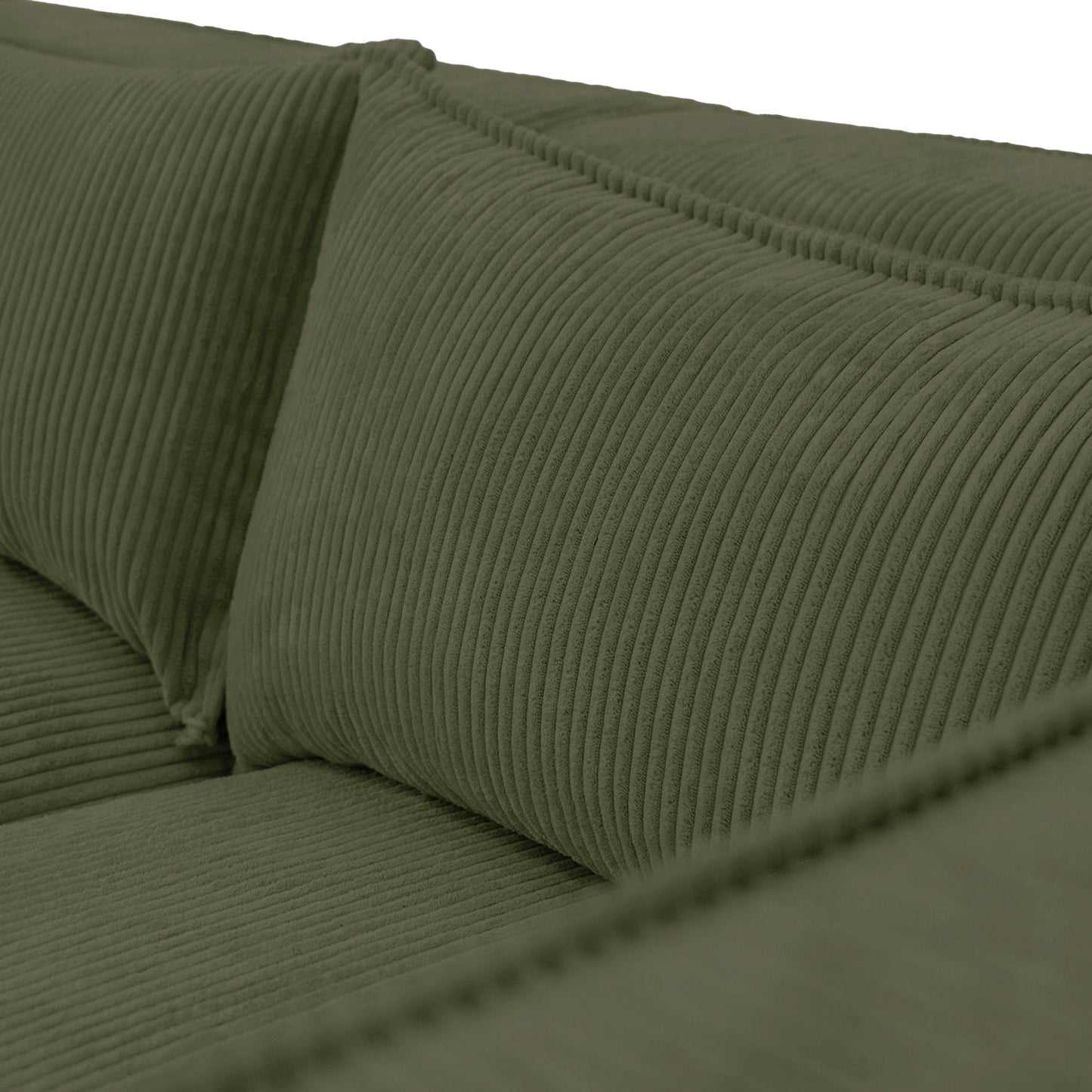 Ecksofa MODULO 290x185 cm Modulsofa Lincoln 37 Grün – Modernes Design mit weichem Breitcord-Stoff