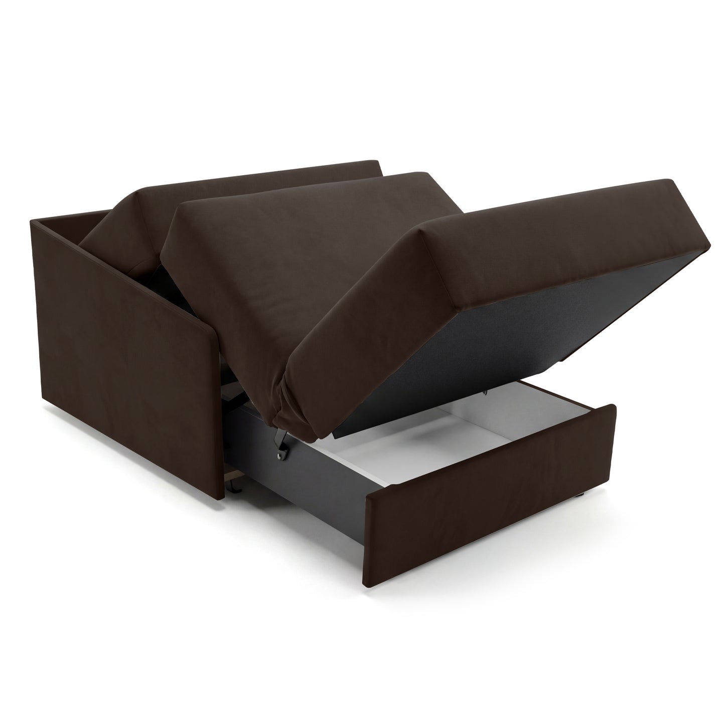 Jupiter Schlafsessel mit Bettkasten & Schlaffunktion 90x105 cm Samt-Velvet Braun