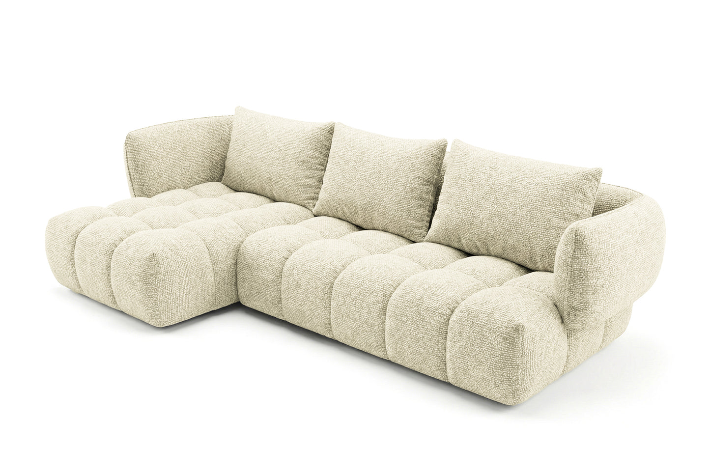 Lounge-Ecksofa SAVIO – Puente 03 Cremeweiß links – 250x168 cm – Designsofa HR