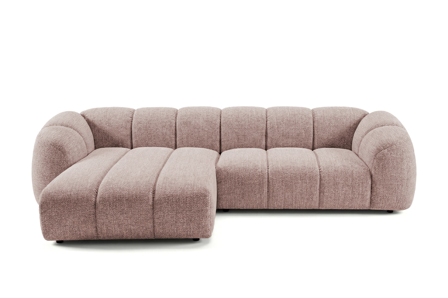 Mali Design Ecksofa 280x150 cm | L-förmiges Sofa aus hochwertigem Puente-Strukturstoff |68 Altrosa| Ottomane links