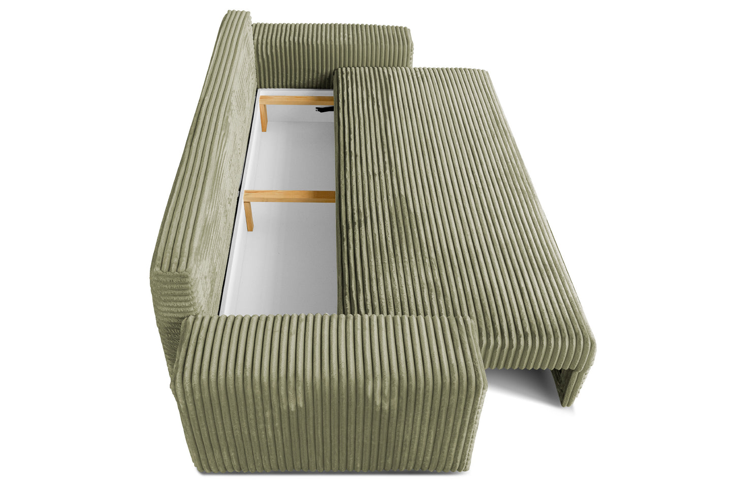 Sofa CORDO von Sofiland - Schlafsofa mit Bettkasten, Cord-Sofa 265x105 cm, Hellgrün 37