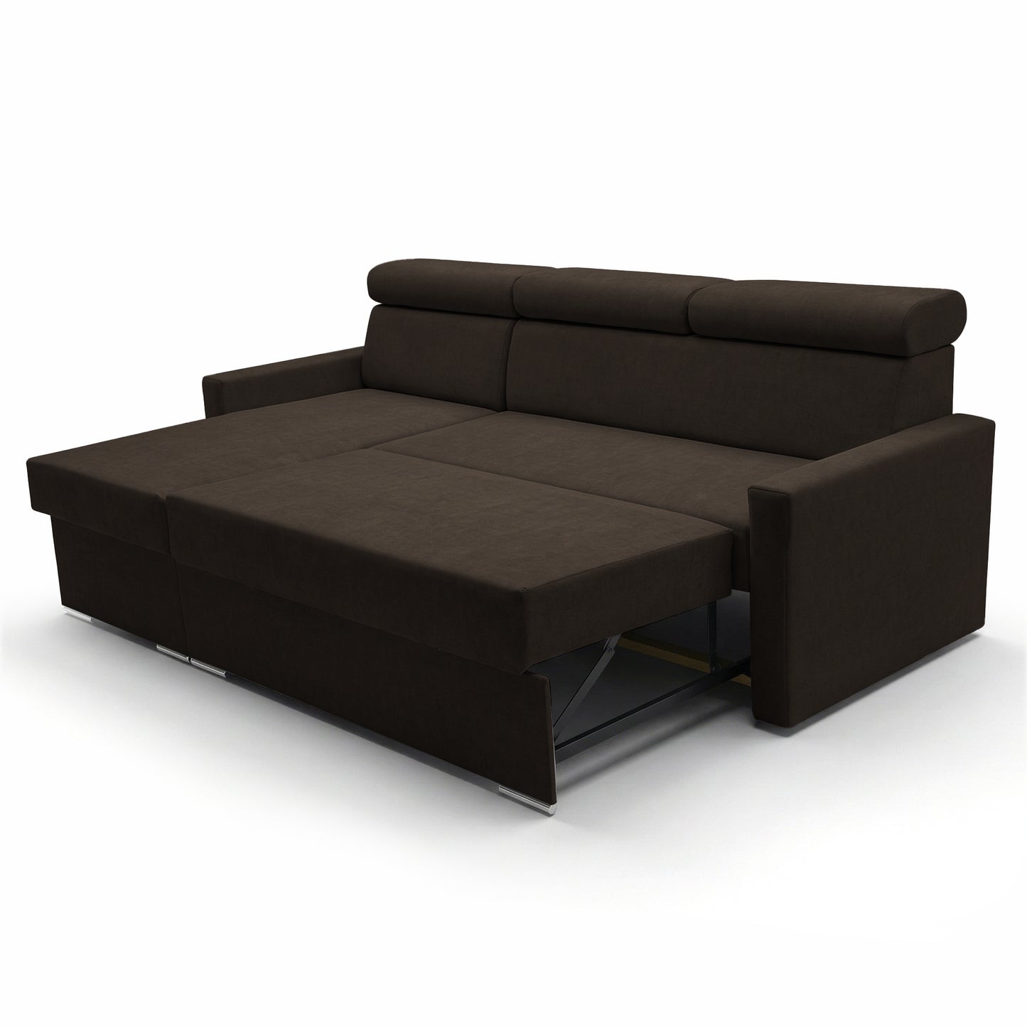 Ecksofa Vega L mit Schlaffunktion & Bettkasten – Samtstoff Best Bronze – Zero-Wall Design Wandbündig – L-Form Sofa Freistehend