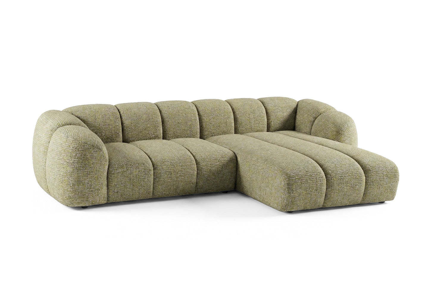 Mali Design Ecksofa 280x150 cm | L-förmiges Sofa aus hochwertigem Puente-Strukturstoff |41 Senfgelb| Ottomane rechts