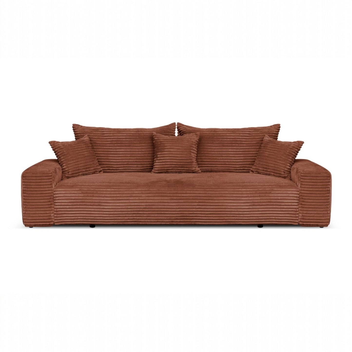 3-Sitzer-Schlafsofa 265 × 105 cm, Ziegelrot, mit Stauraum, Stoff: Cord – Cordo