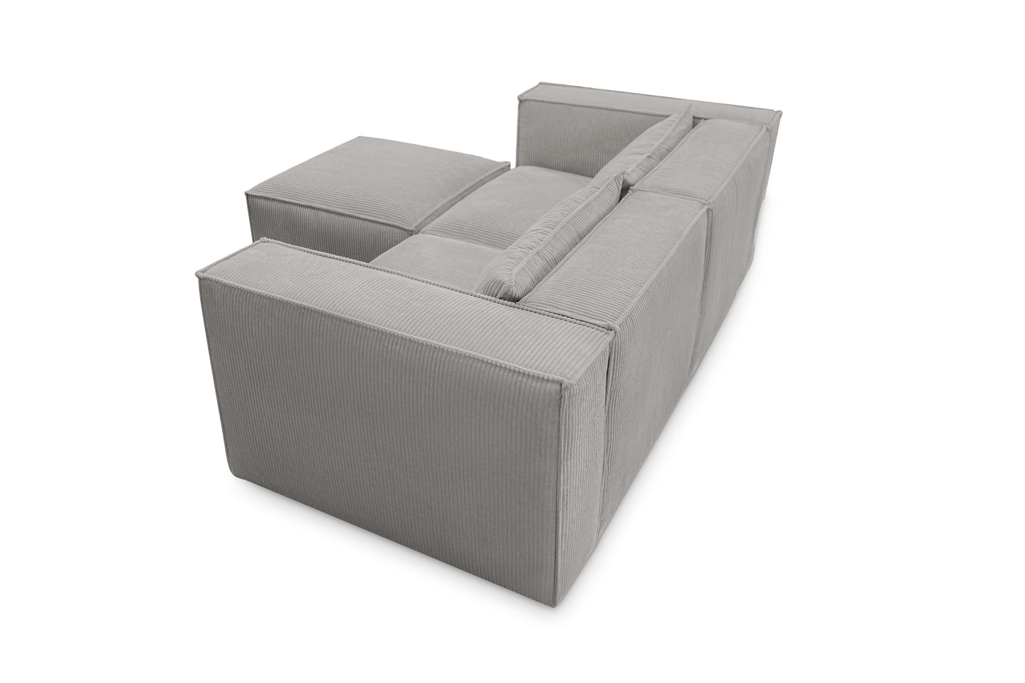 Ecksofa MODULO 210x185 cm Modulsofa Lincoln 86 Grau – Kompaktes Design mit weichem Breitcord-Stoff