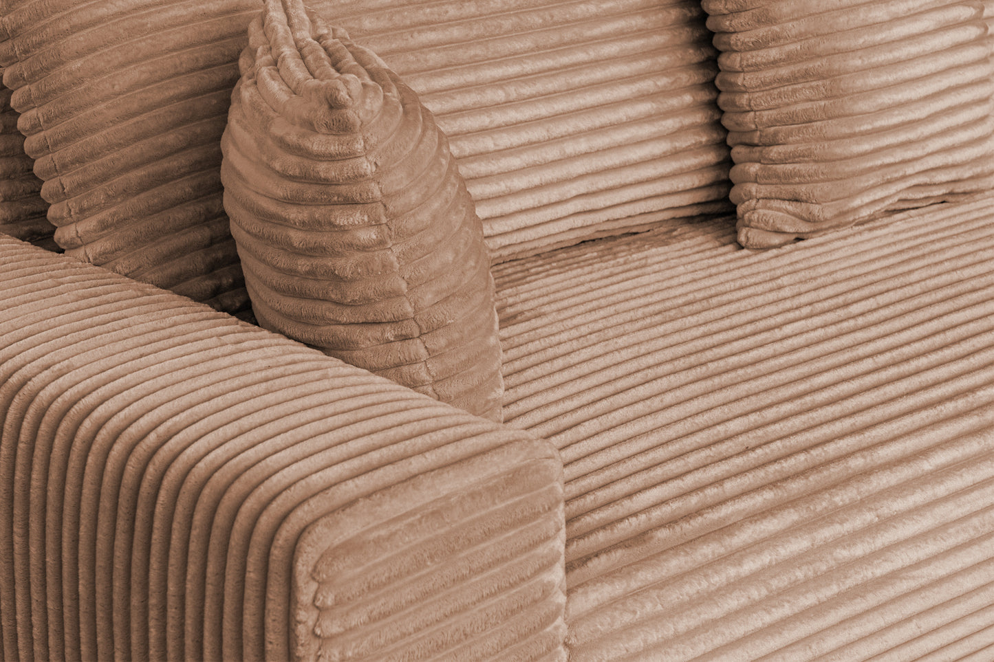 Sofa CORDO von Sofiland – Schlafsofa mit Bettkasten, Cord-Sofa 265x105 cm, Hellbraun 56