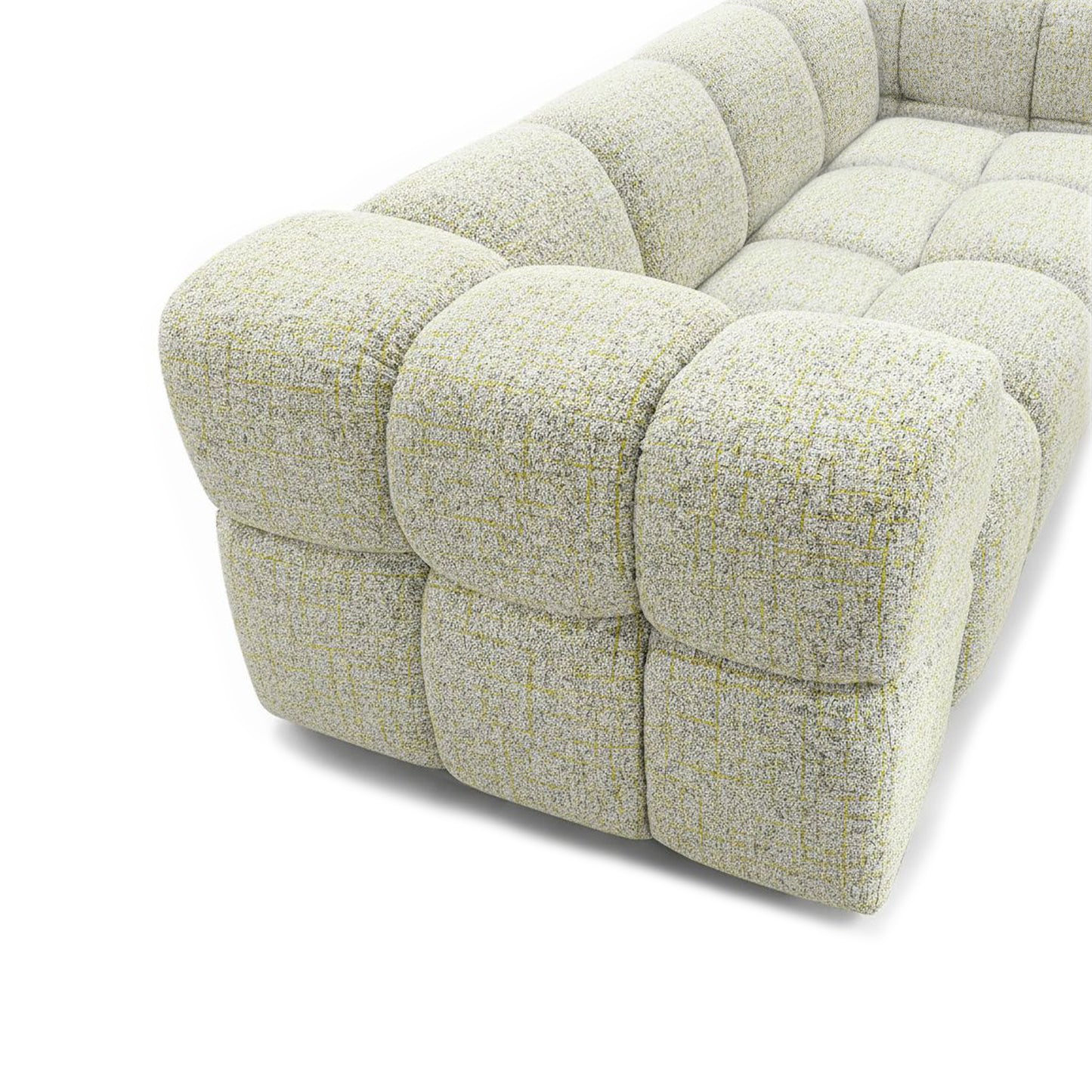 Design-Sofa 3-Sitzer TONDO PUENTE 41 – Strukturstoff in Bouclé-Optik – Wellenförmiges Design – Gelb