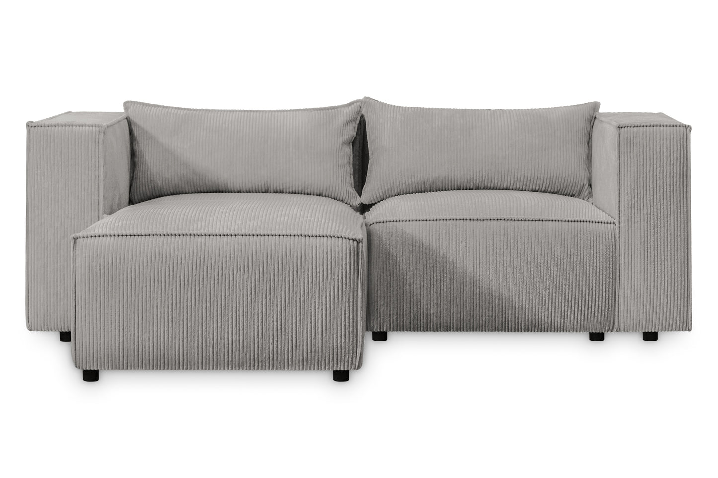 Ecksofa MODULO 210x185 cm Modulsofa Lincoln 86 Grau – Kompaktes Design mit weichem Breitcord-Stoff
