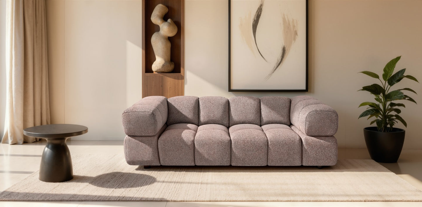 Design 3-Sitzer Sofa AVERRO 240 cm – Puente Altrosa 68 – Strukturstoff Premium – HR-Schaum