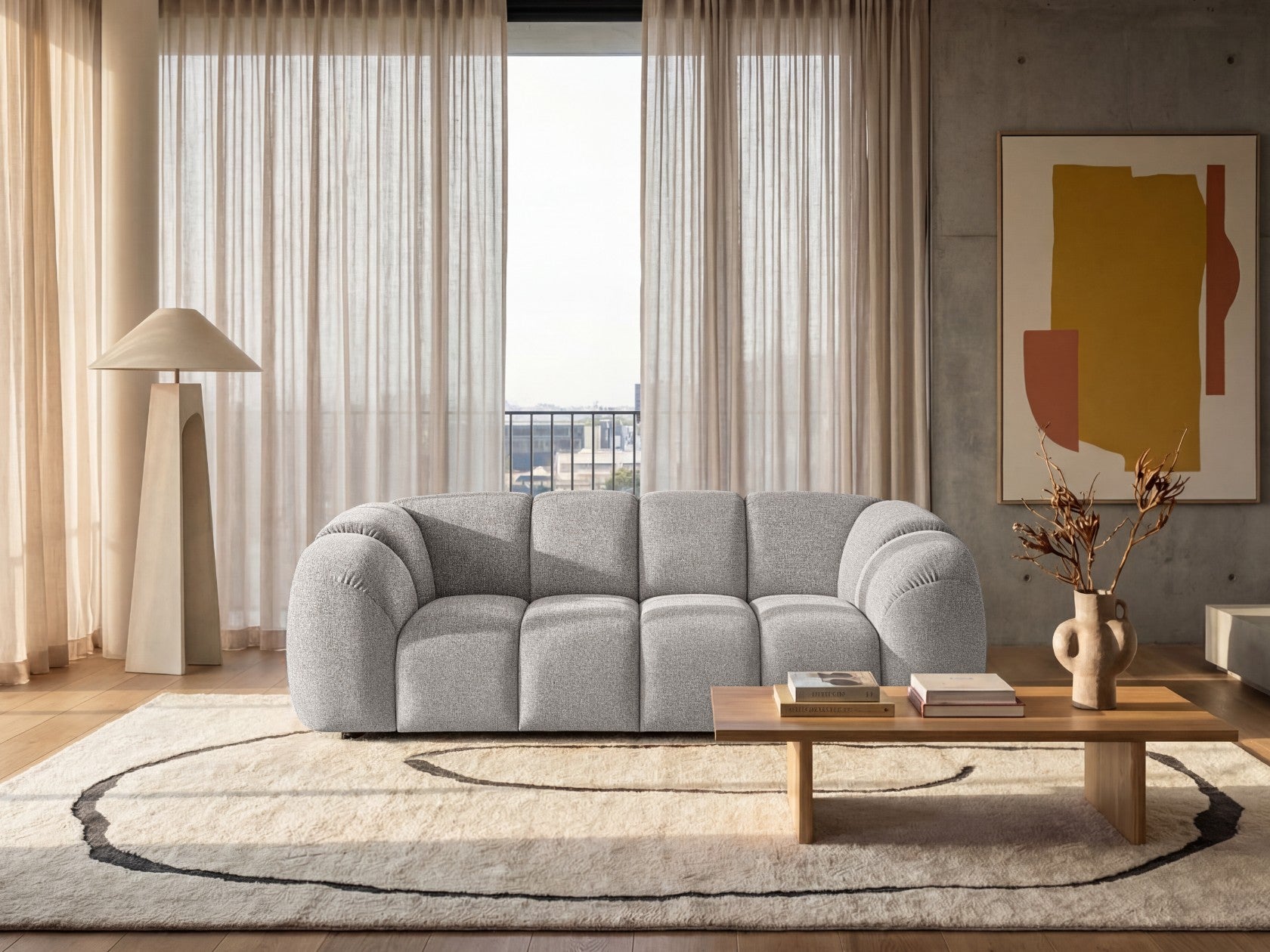 Design-Sofa MALI 3-Sitzer Stoff Puente 09 Beigegrau – Cloud Design 240cm
