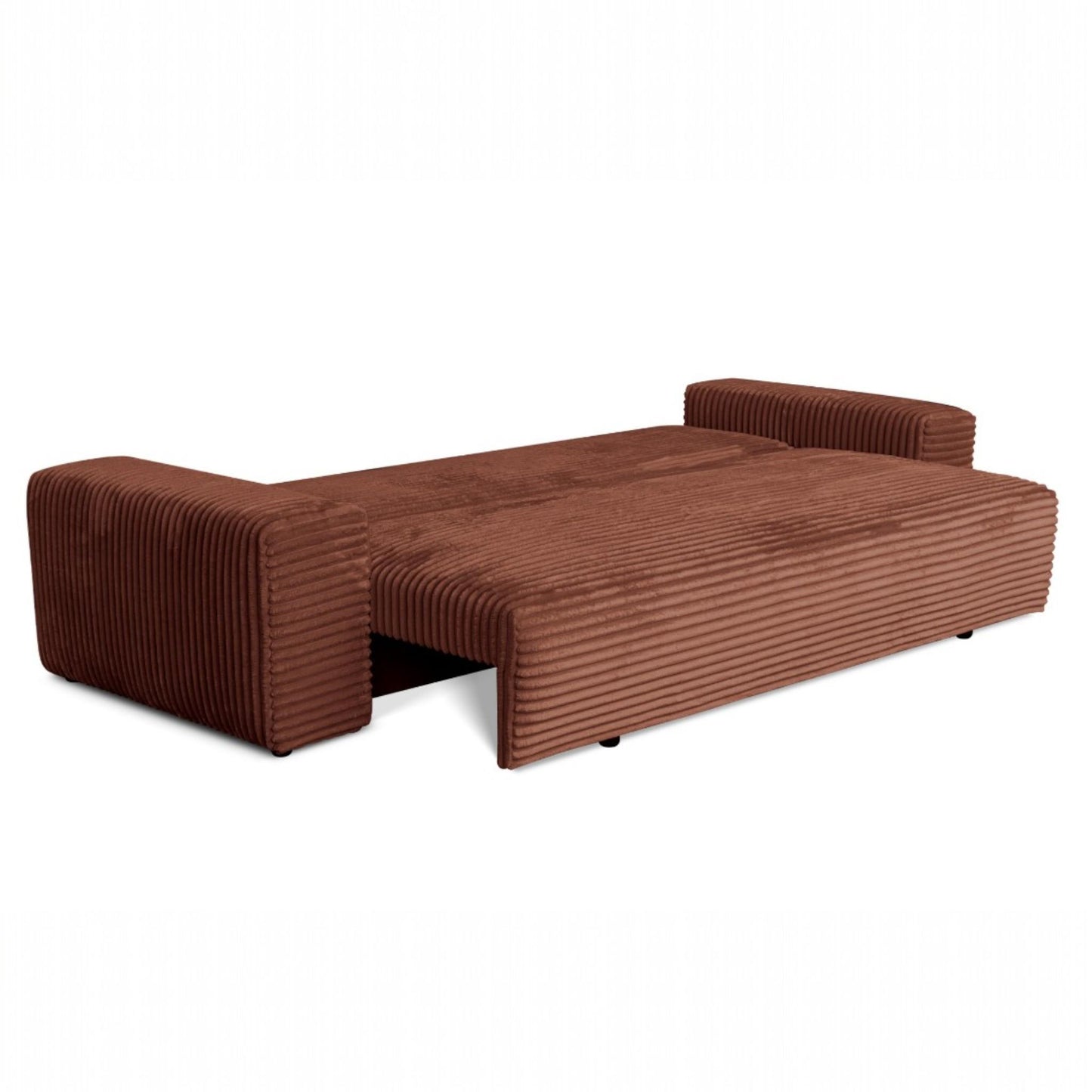 3-Sitzer-Schlafsofa 265 × 105 cm, Ziegelrot, mit Stauraum, Stoff: Cord – Cordo