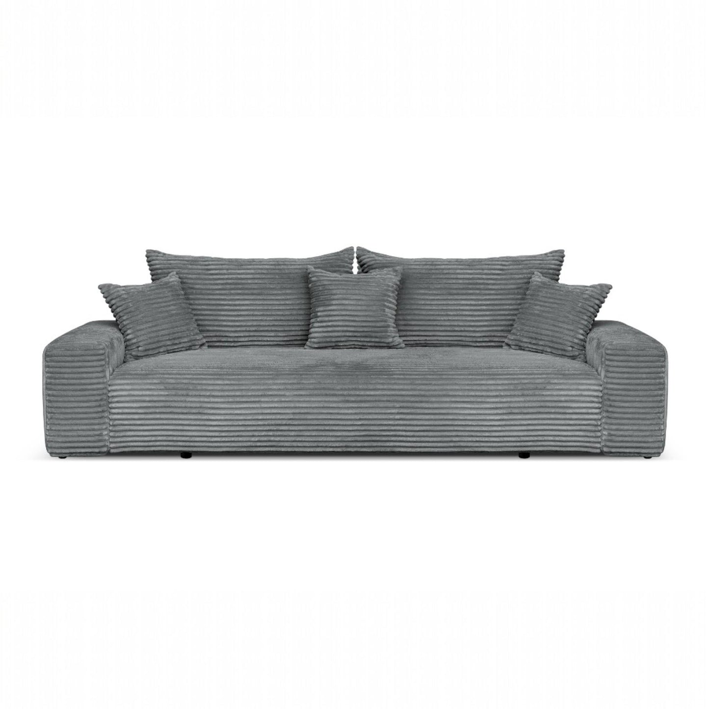 Sofa CORDO von Sofiland - Modernes Schlafsofa mit Bettkasten, Cord-Sofa 265x105 cm, Grau