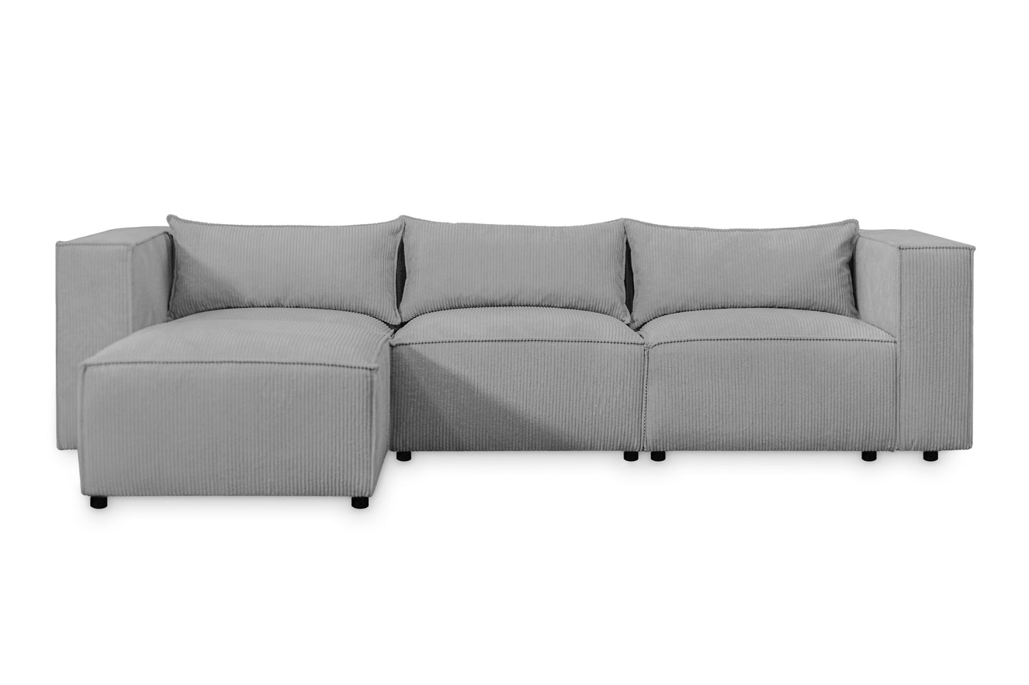 Ecksofa MODULO 290x185 cm Modulsofa Lincoln 86 Grau – Modernes Design mit weichem Breitcord-Stoff