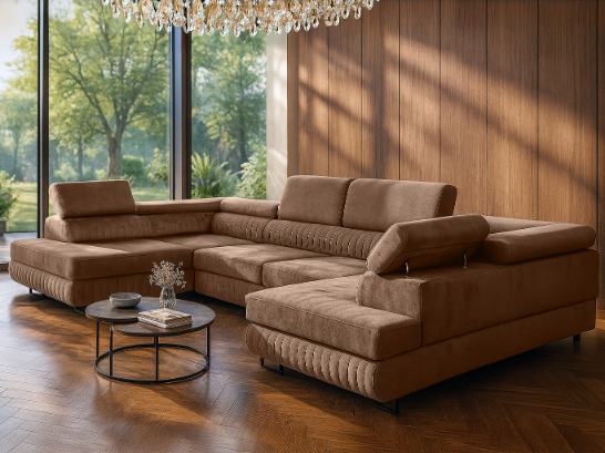 U-förmiges Schlafsofa Magnum Graphit 345x202 cm – Flexibles Design ohne feste Seite