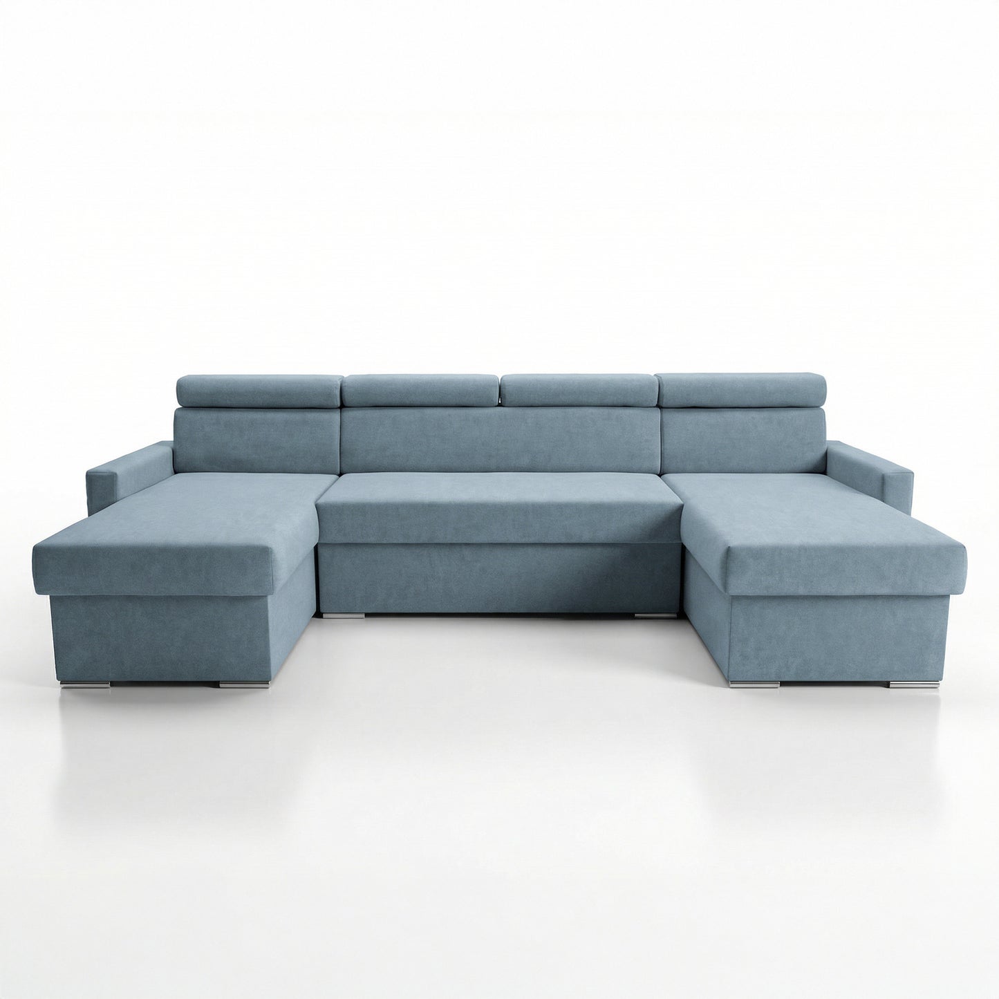 Vega U Wohnlandschaft mit Schlaffunktion und 2 Bettkasten Ecksofa in U-Form Verstellbare Kopfstützen Samt-Stoff Best 305x151 cm (711)