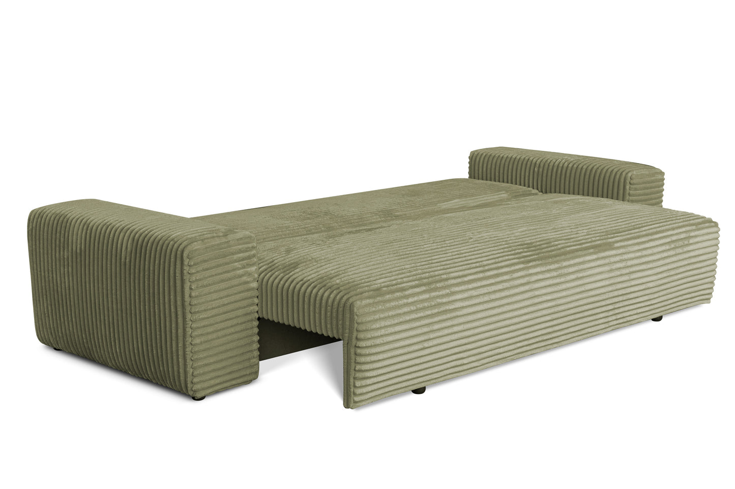 Sofa CORDO von Sofiland - Schlafsofa mit Bettkasten, Cord-Sofa 265x105 cm, Hellgrün 37