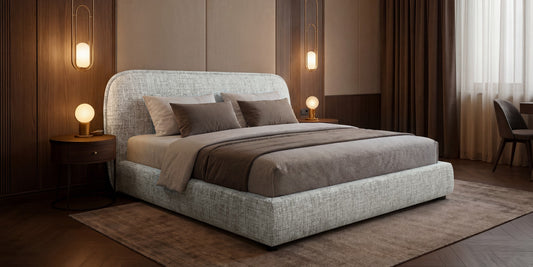 Polsterbett NORDICA 160x200 cm Tracy 04 Creme – ein modernes Designerbett mit abgerundetem Kopfteil und Lattenrost
