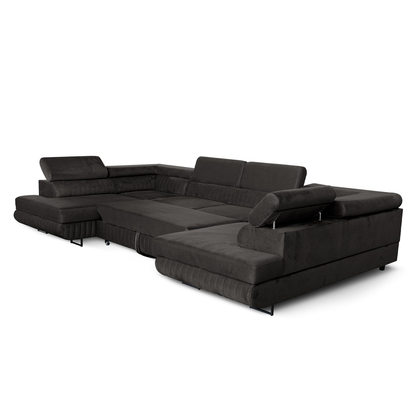 U-förmiges Schlafsofa Magnum Graphit 345x202 cm – Flexibles Design ohne feste Seite