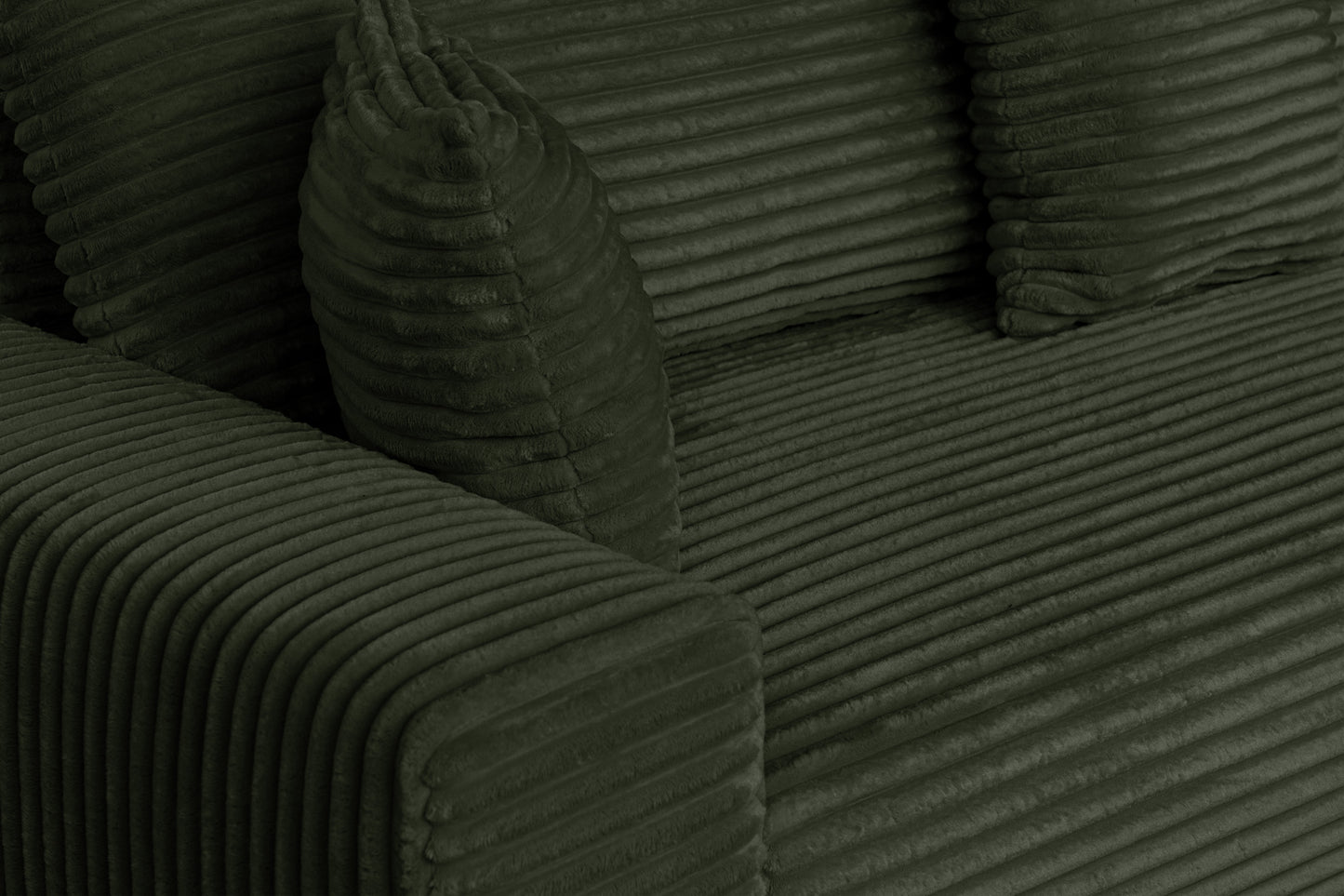 Sofa CORDO by Sofiland - Schlafsofa mit Bettkasten, Cord-Sofa 265x105 cm, Dunkelgrün 39
