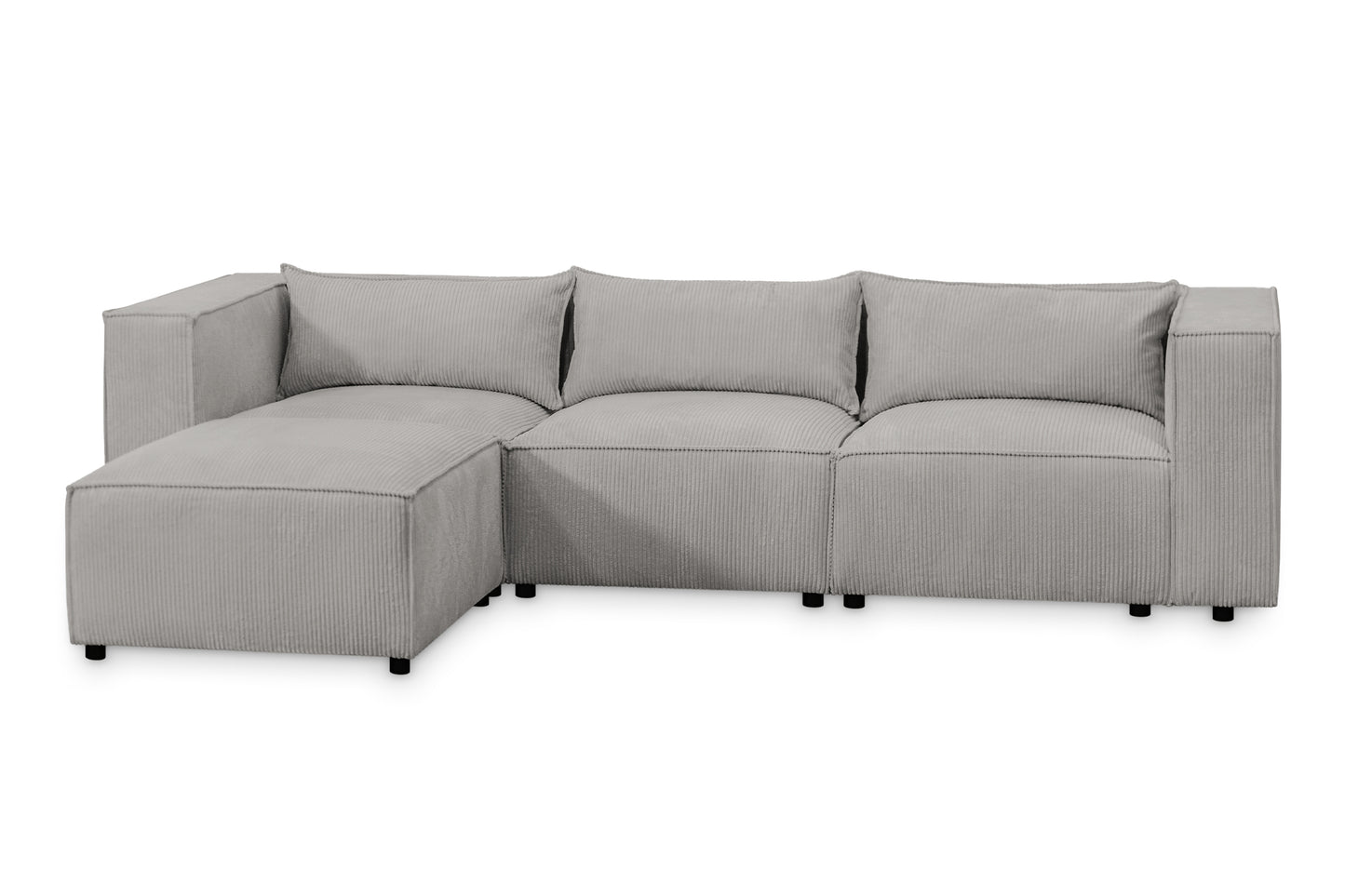 Ecksofa MODULO 290x185 cm Modulsofa Lincoln 86 Grau – Modernes Design mit weichem Breitcord-Stoff