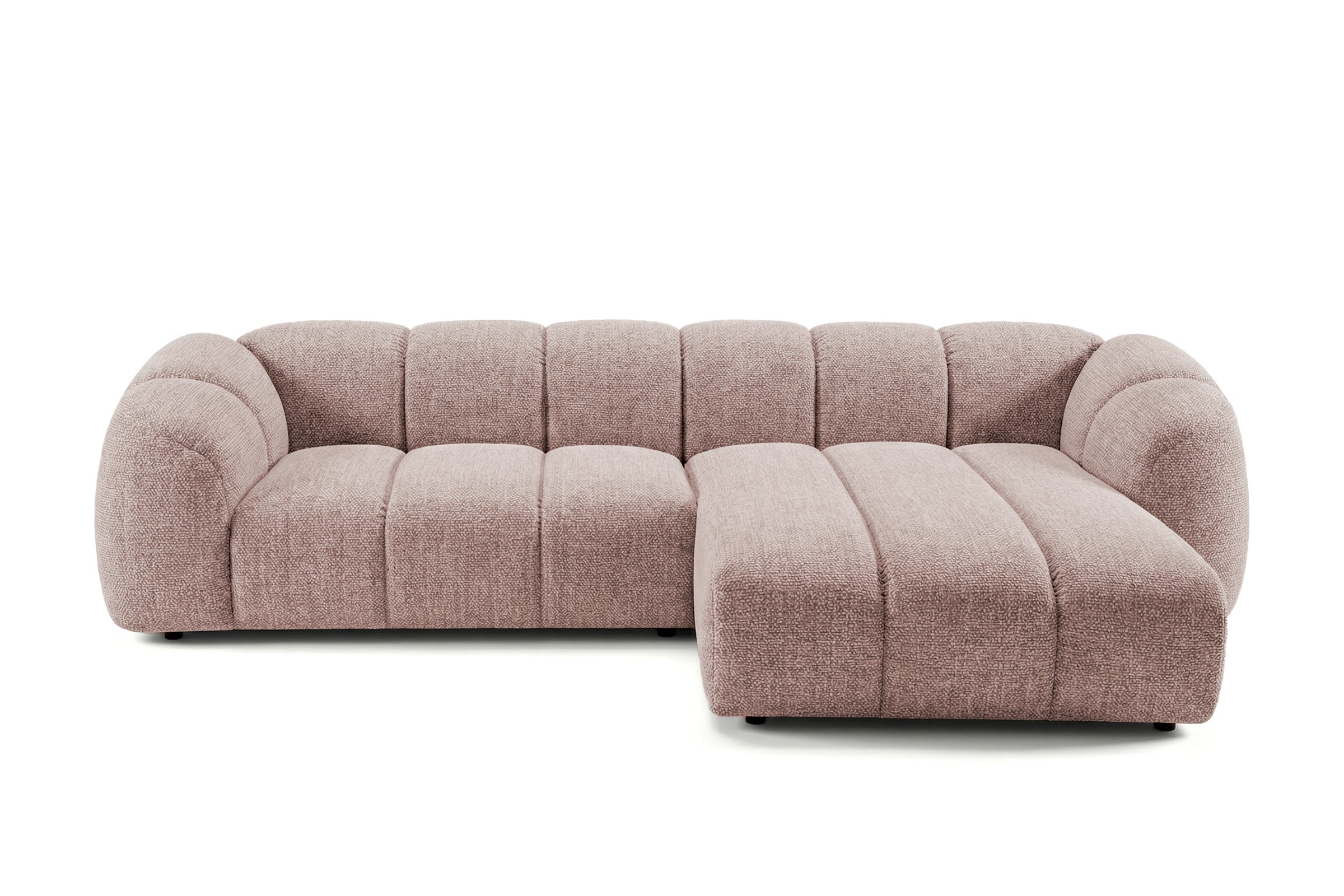 Mali Design Ecksofa 280x150 cm | L-Form Couch in Premium Puente-Strukturstoff |68 Altrosa| Ottoman Rechts