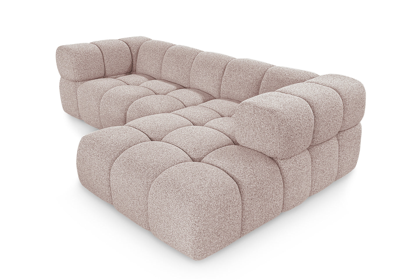 Ecksofa AVERRO 280x150 cm Puente 68 Altrosa Ottomane RECHTS – Modernes Bubble-Sofa mit weichem Chenille-Strukturstoff
